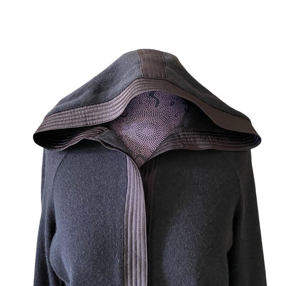 Vintage 80s Givenchy Couture Sz 42 Wool Cashmere Button Front Hoodie Sweater - Picture 2 of 11